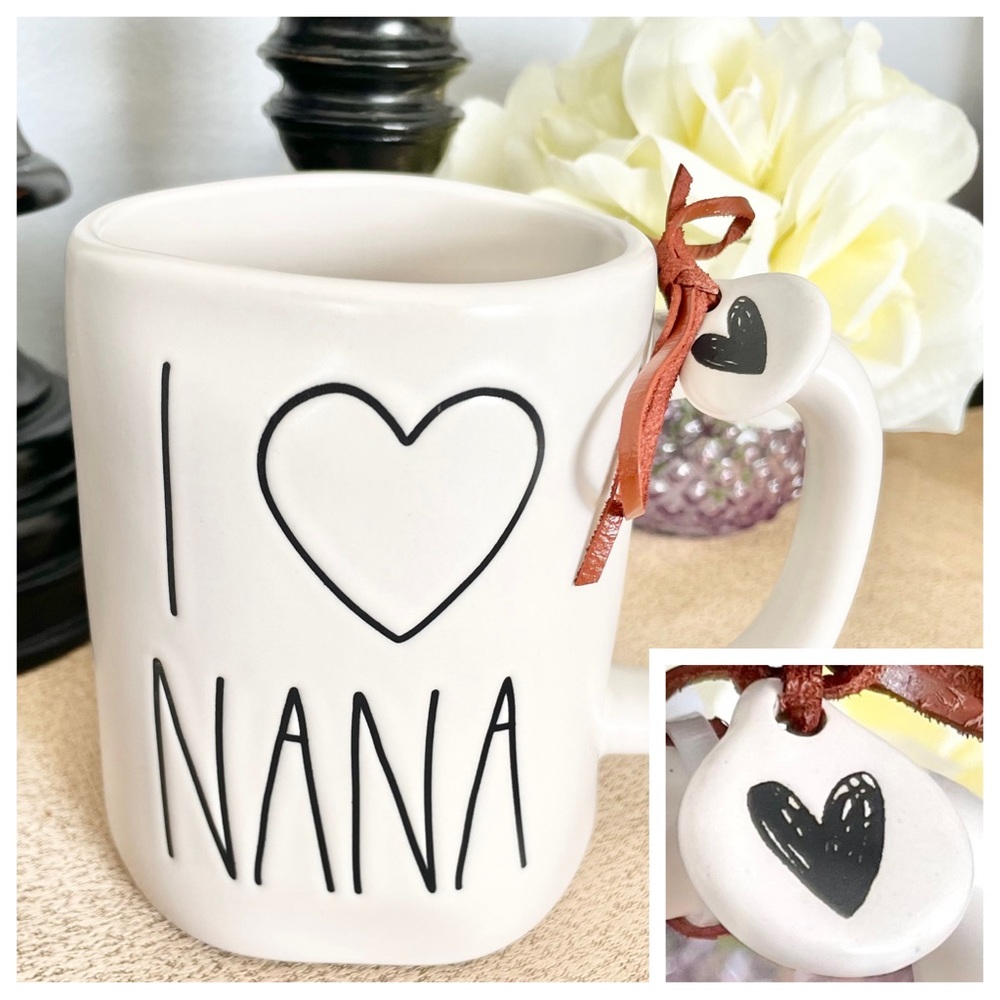 🆕Rae Dunn I LOVE ❤️ NANA Ceramic Mug and Charm